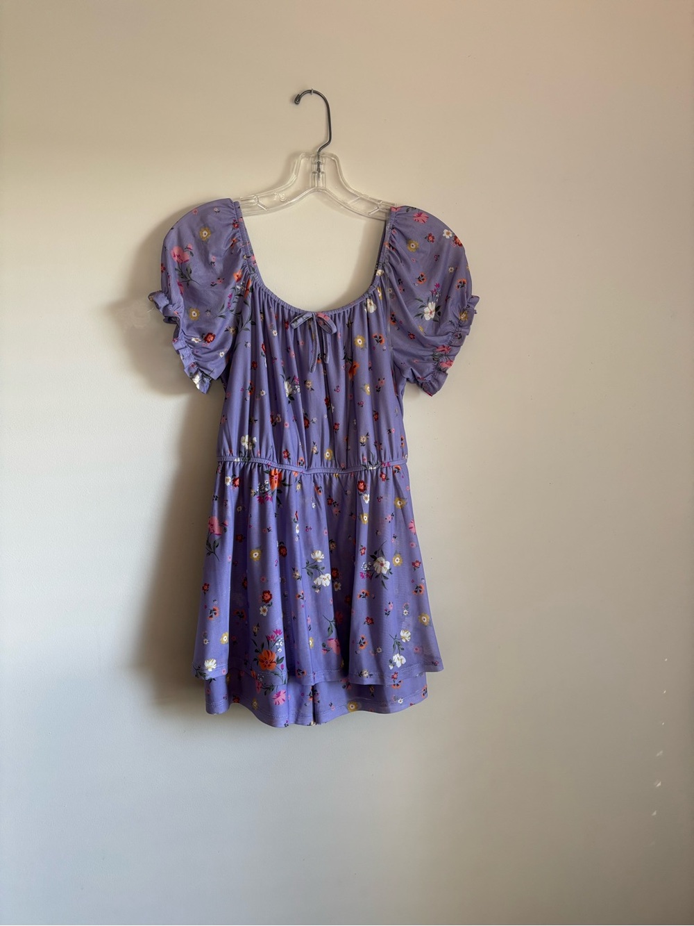 love, Fire Lilac Floral Puff-Sleeve Casual Dress